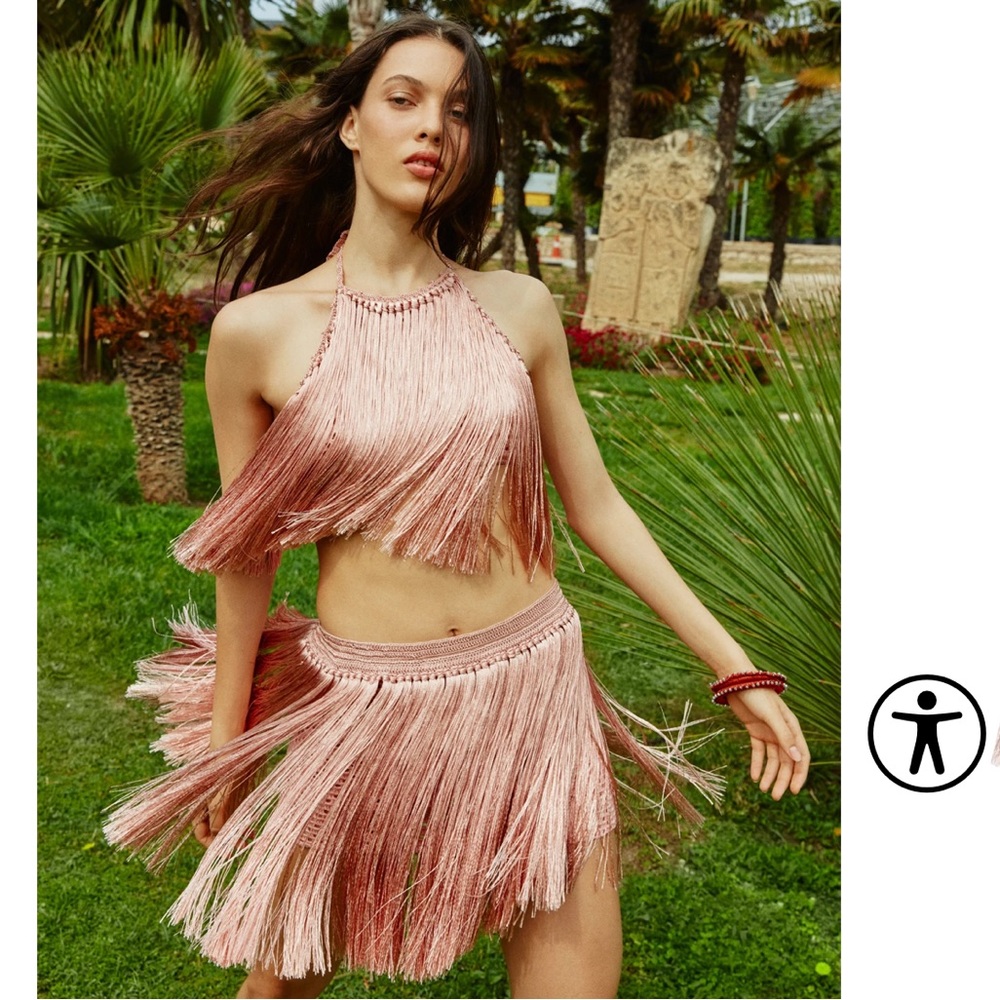 My Beachy Side Angelica Emily in Paris fringe set in blush